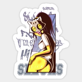 Dope Slluks dancing girl character looking for trouble drawing Sticker